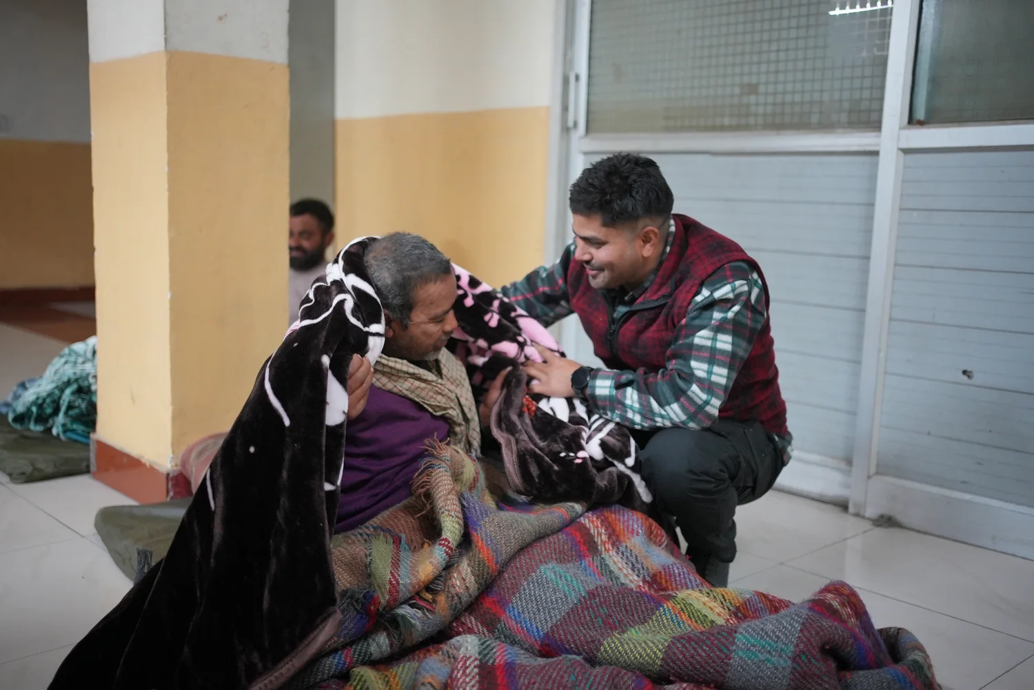 Conversation during the winter blanket visit.